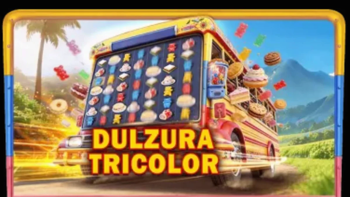 Tampilan visual slot Dulzura Tricolor dengan tema tropis dan permen warna-warni