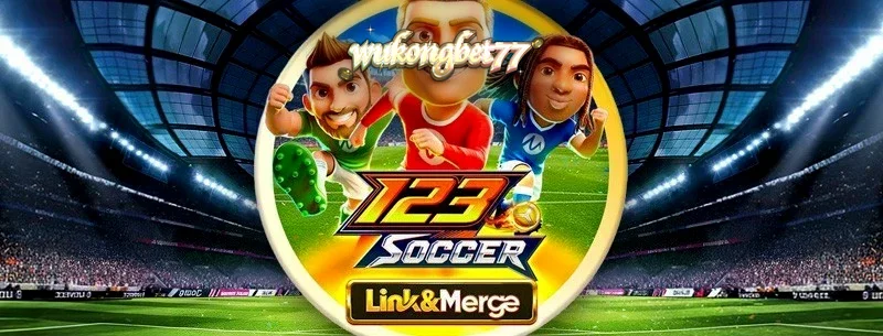 Tampilan visual permainan slot 123 Soccer Link&Merge dengan tema sepak bola yang dinamis