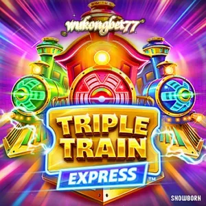 Tampilan layar permainan slot Triple Train Express dengan tema cyberpunk