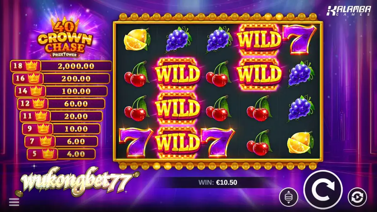 Tampilan visual slot 40 Crown Chase PrizeTower dengan tema mahkota kerajaan.